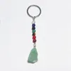Porte-clés en pierre brute brute de mode 7 couleurs Chakra perles chaîne pendentif porte-clés pierres de quartz naturelles porte-clés en cristal rose accessoires MKI