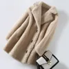 Women's Fur 2022 Autumn Winter Women Lamb Coat Turn Down Collar Loose Long Sleeve Thick Warm For Tops