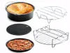 5pcsset Baking BasketPizza DishGrillPan PadRack for Electric Air Fryer Electric Deep Fryer Parts Kitchen Cookware Kits Set