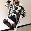 Женские свитеры Женские женские форудолы Houndstooth Vintage Long Pullips Женщины водолазки