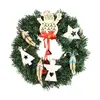 Fleurs décoratives 11,81 pouces couronne de Noël ornements suspendus pour porte d'entrée jardin ange élan guirlande d'arbre de Noël décoration de fête joyeuse