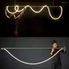 Hanglampen moderne eenvoudige led verlichting zachte siliconen licht strip lichten diy hangende binnenlampara's armatuur