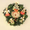 Fleurs décoratives 11,81 pouces couronne de Noël ornements suspendus pour porte d'entrée jardin ange élan guirlande d'arbre de Noël décoration de fête joyeuse