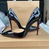 Tasarımcı Yüksek Topuk Ayakkabı Smed Toe Kadın Pompalar Kırmızı Parlak Dipler 8cm 10m 12cm İnce Topuk Seksi Sığ Siyah Siyah Gerçek Deri Kadın Ayakkabıları Kutu