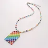 Arc-en-ciel Couleur Acrylique Pendentifs Perles Collier Enfant Filles Coloré Petit Verre Perlé Collier Bohême Bijoux