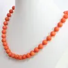 Kettingen Hoogwaardige 8 10 12 14 mm Roze oranje kunstmatige koraal ronde kralen ketting charmes bruidsketen sieraden maken 18inch b1455