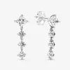 100% 925 Sterling Silver Dangle Sparkling Round & Square Drop Earrings Fashion Earring Jewelry Accessories For Women Gift211g