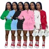 Designer Womens Casual Dresses Slim Long Sleeve Button Medium Sports Baseball Active Dress Skinny Skirt Sportswear 11 Colours