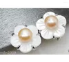 Boucles d'oreilles pendantes bijoux pour femme naturel 6-7mm rose perle d'eau douce coquille fleur 925 argent