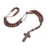 Handmade Jewelry Wholesale Natural pine BEADS HANDMADE Cross Necklace Rosary Catholic jewelry