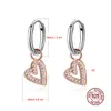 Brincos de argola Chegada coreana 925 Sterling Silver Pearl Heart Pendiente para mulheres Presente de joalheria da marca Fit Fit