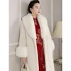 Kvinnors päls faux jacka kvinnor 2022 vinter temperament smal imitation mink fleece coat kvinnlig krage stor storlek tjock ytterkläder