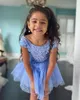 Girl Dresses Periwinkle Pageant Dress For Little Miss 2023 Short Sleeves Sequin A-Line Kids Birthday Formal Party Gown Infant Toddler