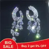 Stud Earrings Dazzling Water Drop Earrring Cz Real 925 Sterling Silver Engagement Wedding For Women Bridal Party Jewelry