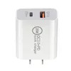 Chargeur mural rapide 20w Charge rapide Type C PD Chargement Chargeurs de voyage à domicile Adaptateur pour Iphone Samsung EU US Plug USB QC 3.0 Chargeur de téléphone avec boîte de vente au détail