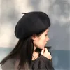 Boina para mujer, boina para niña, artista francés, gorro cálido de lana para invierno, gorro Retro de Color sólido, elegante para mujer