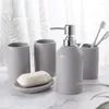 Zestaw akcesoriów do kąpieli 5PCS Akcesoria łazienkowe płynny mydło dozownik Ceramiczny uchwyt na zębów kubek szamponowa butelka szamponu