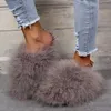 Slippers Woman Ostrich Fur Women Shoes Flat Slipper Women's Flip Flops Brand Ladies Sandals Female Flipflop Luxury Sandal 221119