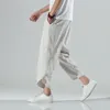 Men's Pants 2022 Spring/Summer Chinese Style Nine-Part Men's Pure Color Cotton And Linen Casual Male Wide Leg Harem K71