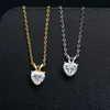 Pendant Necklaces S925 Sterling Silver Necklace for Women 1 Diamond Luxury Heart Clavicle Chain Jewelry 221119