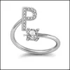 Clusterringen 26 az Engelse letterring kristal initi￫le open diamant vrouwen ringen mode sieraden drop levering dhtje dhtje