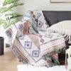 Filtar stickad Tassel Sofa Filt Bohemian mönsterskydd för färgglad soffa Kast mjuka bekväma möbler