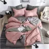 Set di biancheria da letto Ab Side Bedding Solid Simple Modern Duvet Er Set King Queen Fl Biancheria da letto doppia Brief Sheet Flat Drop Delivery Home Garde Dh0Hu