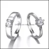 Solitaire Ring Cubic Zirconia solitaire Ring Open Diamond Assice Complete Wedding Sier زوجين النساء رجال الحب الحب Je dhgm3