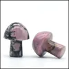 Pedras preciosas de gemas de 20 mm de rosa cogumelo de gemas de gemas decora￧￣o escultura de cristal polido c￡lculos fofos para jardim home jardim jarda d￩co dhkwy