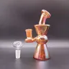 Bongo de vidro galvanizado narguilé tubo curvo mini 14 mm conjunto óleo Dab Rigs cool difusor downstem coador