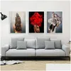 Peintures Fleurs Plumes Femme Abstraite Toile Peinture Mur Art Imprimer Affiche Image Décorative Salon Décoration De La Maison Drop Dhcrn