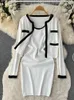 Robes d￩contract￩es Yuoomioo Women Robe Set 2022 Automne Elegant Spaghetti Strap Tricoted and Long Mancheve Cardigans Mesdames Two Piece