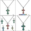 Pendant Necklaces Jesus Cross Pendant Color Changing Temperature Sensing Necklace Women Children Necklaces Fashion Jewelry Drop Deli Dhynx