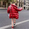 Frauen Trenchcoats 2022 Lose Pufferjacke Frauen Kleidung Wintermantel Dicke Warme Baumwolle Parka Koreanische Helle Metall Rot Outwear 815