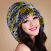Berretti di marca lavorati a maglia di alta qualità vera pelliccia di rex naturale berretto copricapo copricapo donne più calde Skullies all'ingrosso