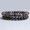 Brin 2 pièces/ensemble hommes naturel gris réseau Picasso perles Bracelet perlé mâle énergie Chakra Yoga Mala cadeau bijoux