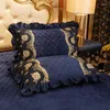 Case 2pcs Crystal Velvet Cequilted Lace Cover Rectangle Home Decor