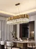 Hängslampor lyxiga led kristallkronor matsal kreativ rektangel Haning Light Fixture Gold Home Decor Modern Kitchen Lustrecd