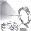 Solitaire ring kubieke zirconia solitaire ring open verstelbare diamant verloving bruiloft sier paar vrouwen heren ringen liefde mode JE DHGM3