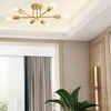 Pendant Lamps Modern Sputnik Chandelier Ceiling Lamp E27 Nordic Semi Flush Mount Lights Antique Gold Home Decor Lighting Fixtures