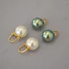 Backs oorbellen Korea Fashion Exquisite High Bright Pearl Natuurlijke kleurrijke shell Earclip voor vrouwen bruiloft sieraden geschenken