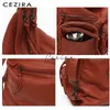 designer bag CEZIRA Large Soft Casual Womens Bags Functional Girl School Backpack PU Leather Ladies Multi Pockets Messenger Shoulder Bag