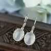 Dangle Oorbellen LYBUY S925 Zilveren Oorbel Natuurlijke Witte Chalcedoon Steen Sterling Boucle Drop Voor Vrouwen Sieraden