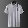 Men's Polos 2022 High Quality Summer Shirt Business Casual Silk Slip Lapel Short Sleeve T-shirt Size XXL XXXL