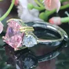 Cluster Rings 21x10mm Anniversary Square 4.8g Pink Kunzite White CZ Daily Wear Silver Wholesale Drop