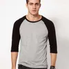 Heren t shirts 3/4 mouw t-shirt met contrast raglan mouwen o-neck cotton blend heren basic s-xxl