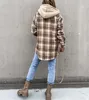 Autumn Women Thick Plaid Jacket Hooded Vintage Jackets Coats Women Long Checkered Female Winter CoatWarm Overshirt Ladies