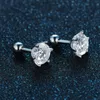 Stud Smyoue 022ct Thread Screw Studs Earrings for Women D Colorless Test Passed Lab Created Diamond Earring S925 Silver 221119