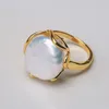 Anello solitario baroccoSolo anello di perle barocche d'acqua dolce naturale stile retrò 14K note oro pulsante a forma irregolare RFD 221121