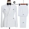 Trajes de hombre Blazers Cenne Des Graoom Tuxedo para hombre Chaqueta de doble botonadura blanca Blazer Pantalones 2 piezas Conjunto Boda Fiesta de novio de lujo 221121